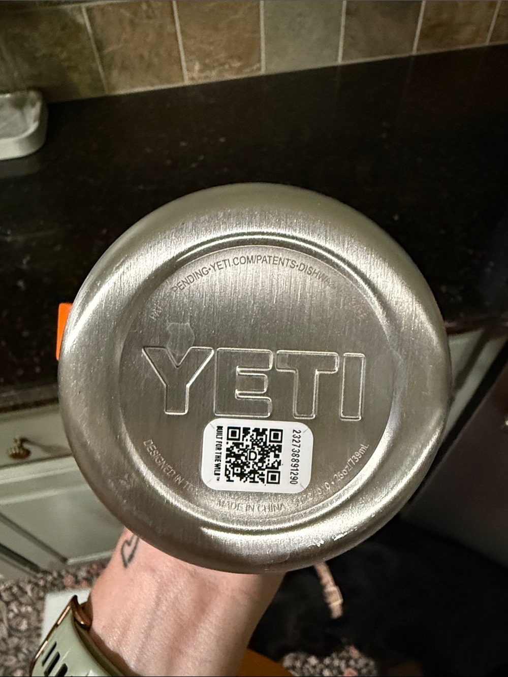 Yeti Orange Travel Tumbler with Brushed Steel Base- 25oz - Picture 2 of 2